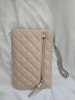Express Quilted Pink Wristlet Clutch with Chain